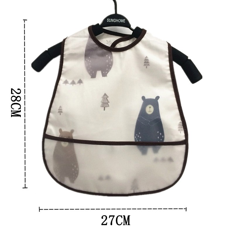 Baby Sleeves Waterproof Bib Cartoon Pattern Lunch Feeding Scarf Soft Cotton Baby Bibs EVA Layer Adjustable Saliva Cloth