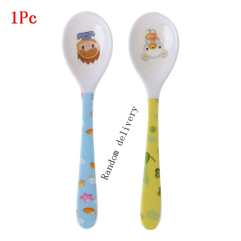 1pc Baby Spoon Straight Head Feeding Training Cutlery Flatware Tableware Infant Children Kids Safe Feeder Learning Supplies