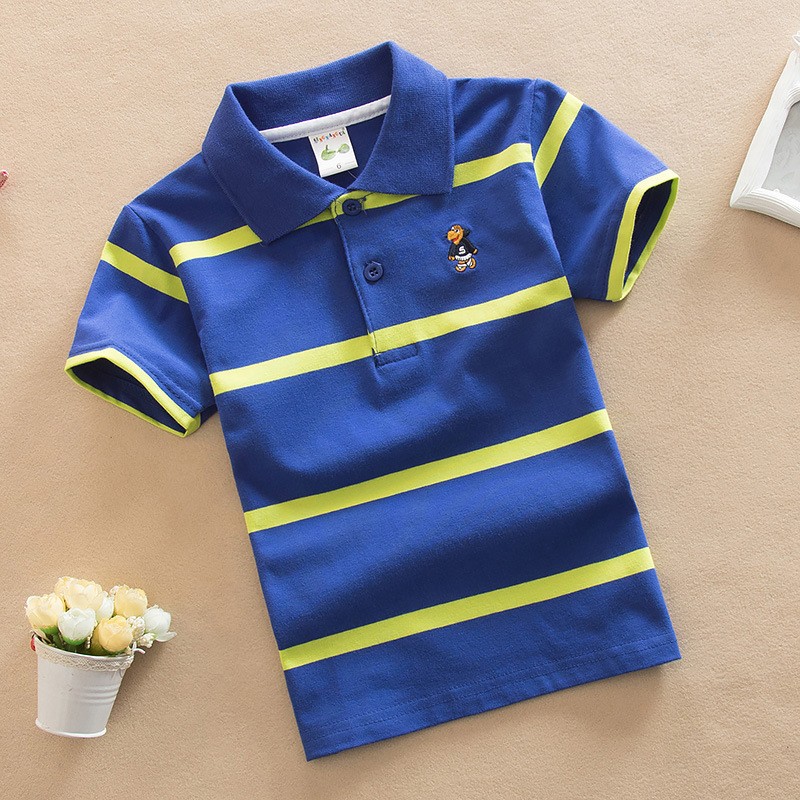 Jargazol T-shirt Children's Clothing Turn-down Collar T-shirt Summer Baby Boys Striped Color Baby Clothes