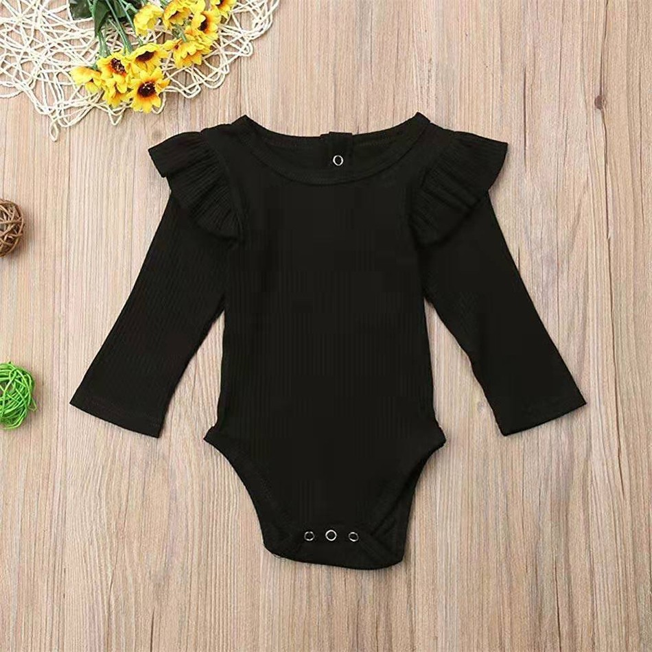 Baby Girls Ruffles Short Clothes Newborn 0-2 Years Baby Girls Long Sleeve Jumpsuit Baby Clothes