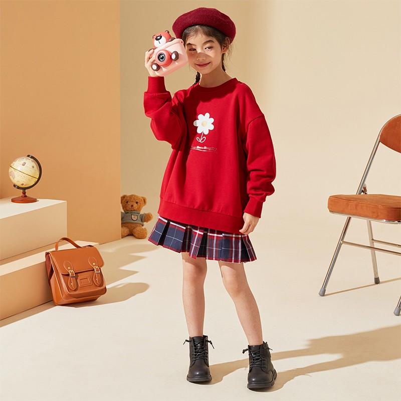 Ton Lion Kids Printed Long Sleeve Spring and Autumn Girls Fashion Casual Loose Round Neck Sweater 5-12 Years