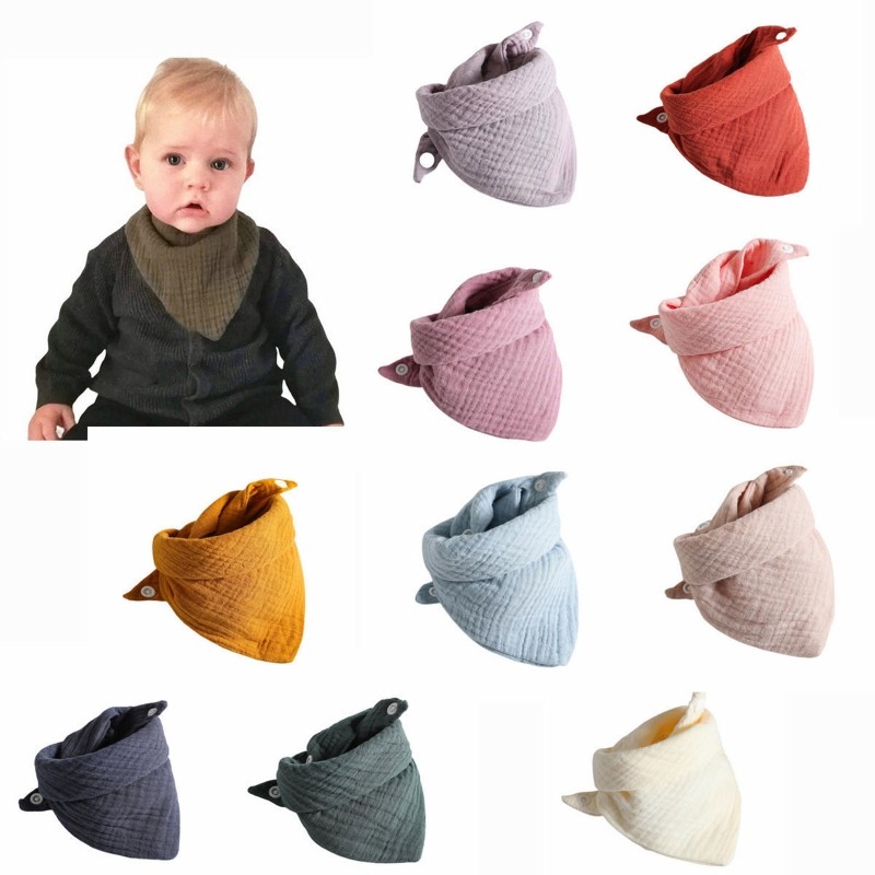 3pcs Baby Feeding Saliva Bib Saliva Towel Triangle Scarves Bandana Soft Cotton Bib Adjustable Snap Button Burp Cloth