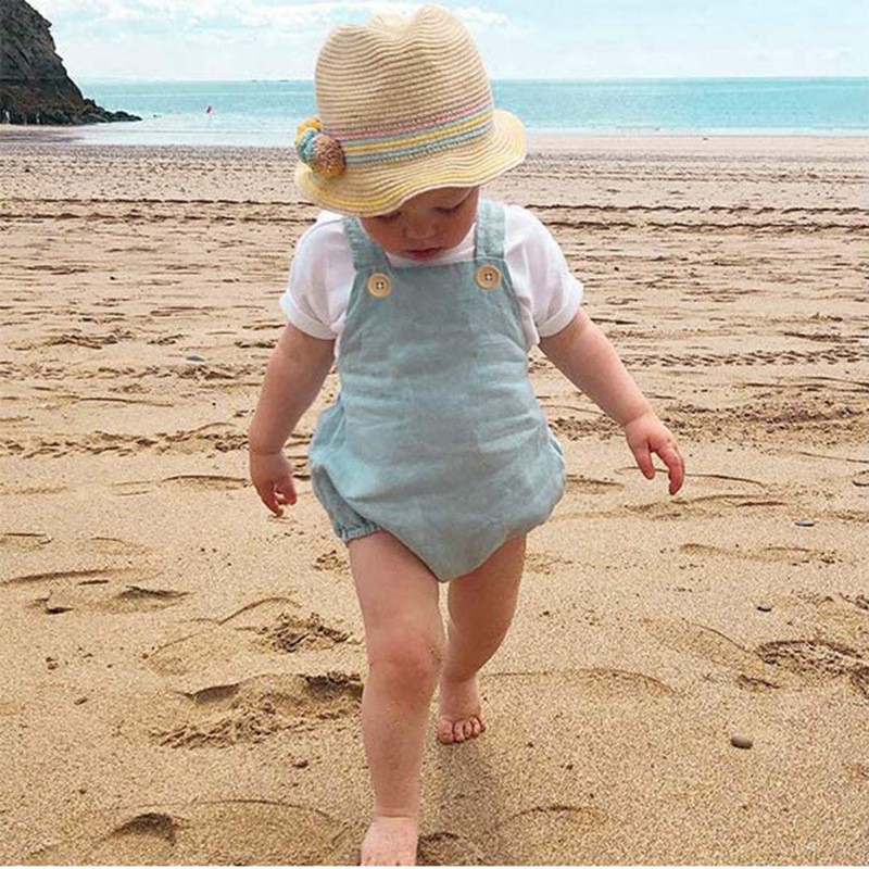 Summer Newborn Infant Baby Boys Girls Rompers Playsuit Jumpsuit Overalls for Kids Cotton Linen Sleeveless Baby Clothing