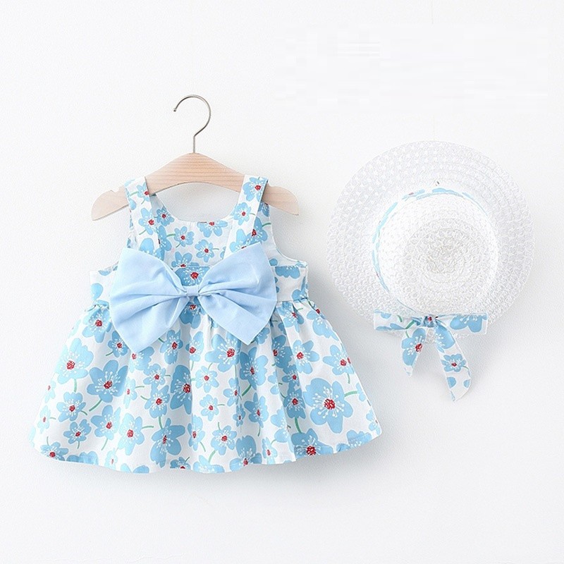 Summer Newborn Baby Clothes Infant Girl Clothes Korean Cute Flower Print Sleeveless Cotton Beach Sundress Princess Dresses