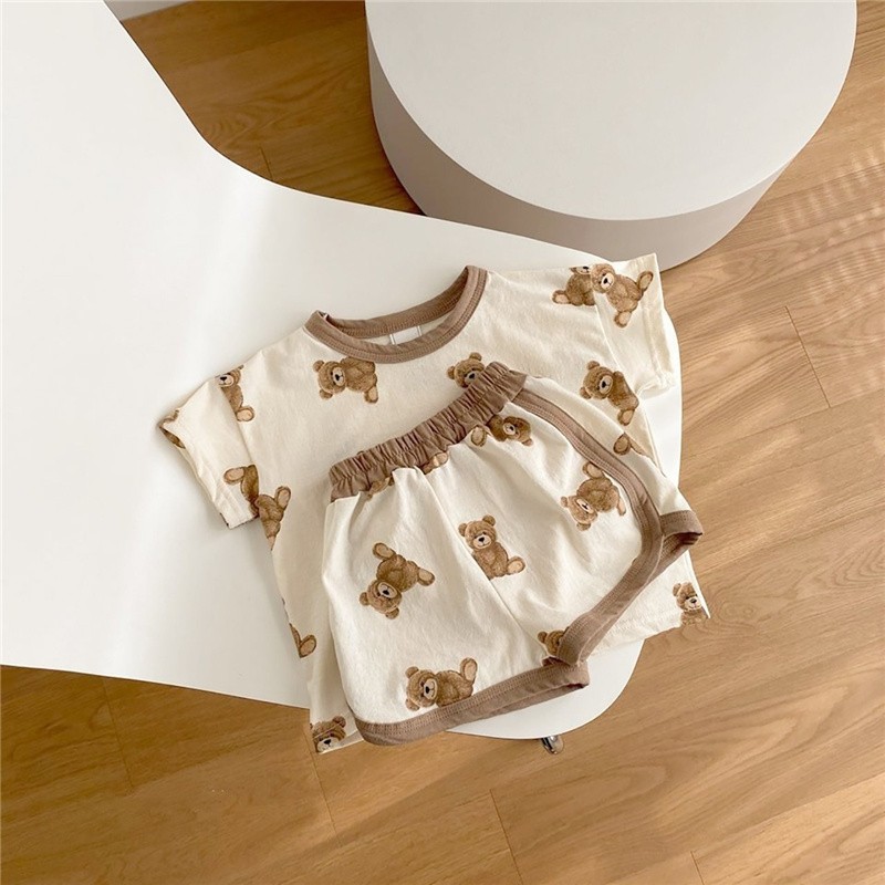 Baby Boys and Girls Summer Clothes Soft Cotton Baby Short Sleeve Tops + Pants 2 Pieces Baby Clothing Sets