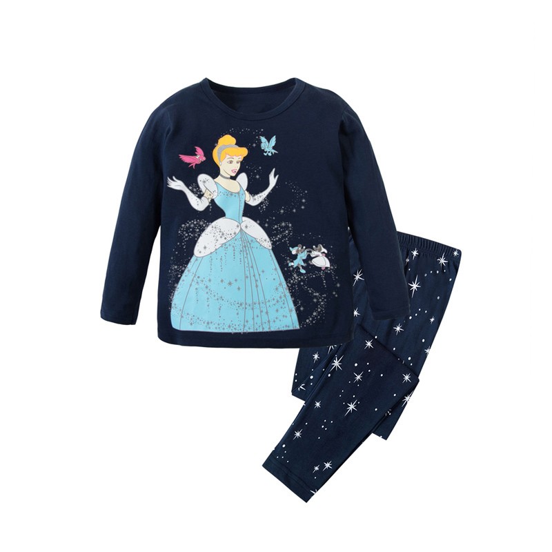 Disney Princess Pajamas Sets Cotton Snow White Girls Sleepwear Unicorn Sleepwear 2-8 Years Kids Children's Sleepwear Set