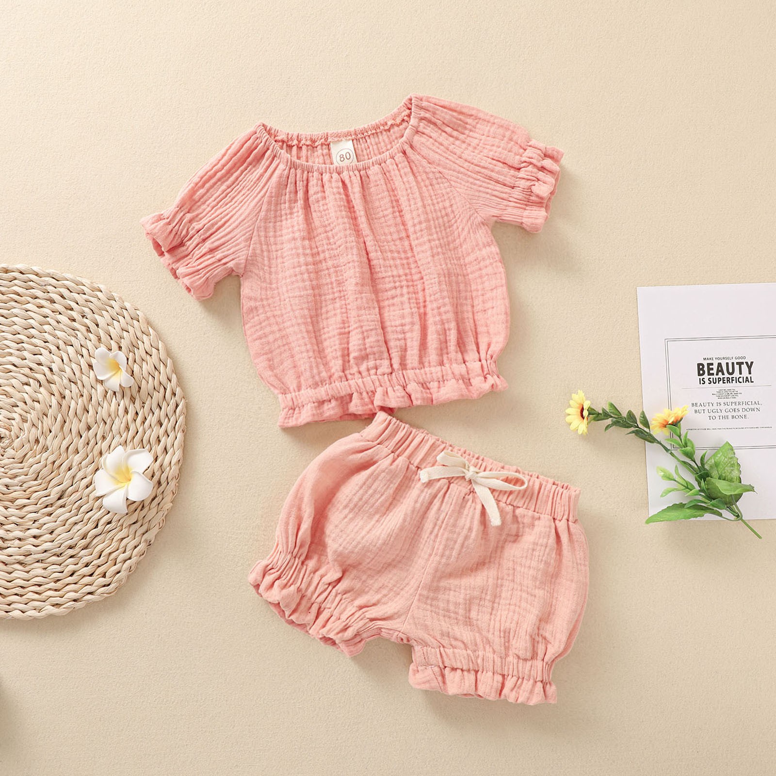 Ma & Baby 6M-3Y Summer Toddler Newborn Infant Baby Girl Clothes Set Ruffles T Shirt Shorts Soft Outfit Clothes Costumes