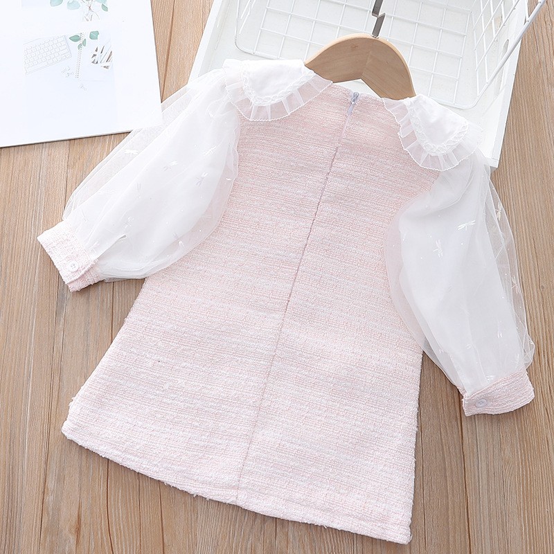 Sweet Girls Dress Spring Autumn Gauze Long Sleeve Elegant Princess Dresses For Kids Children Clothing