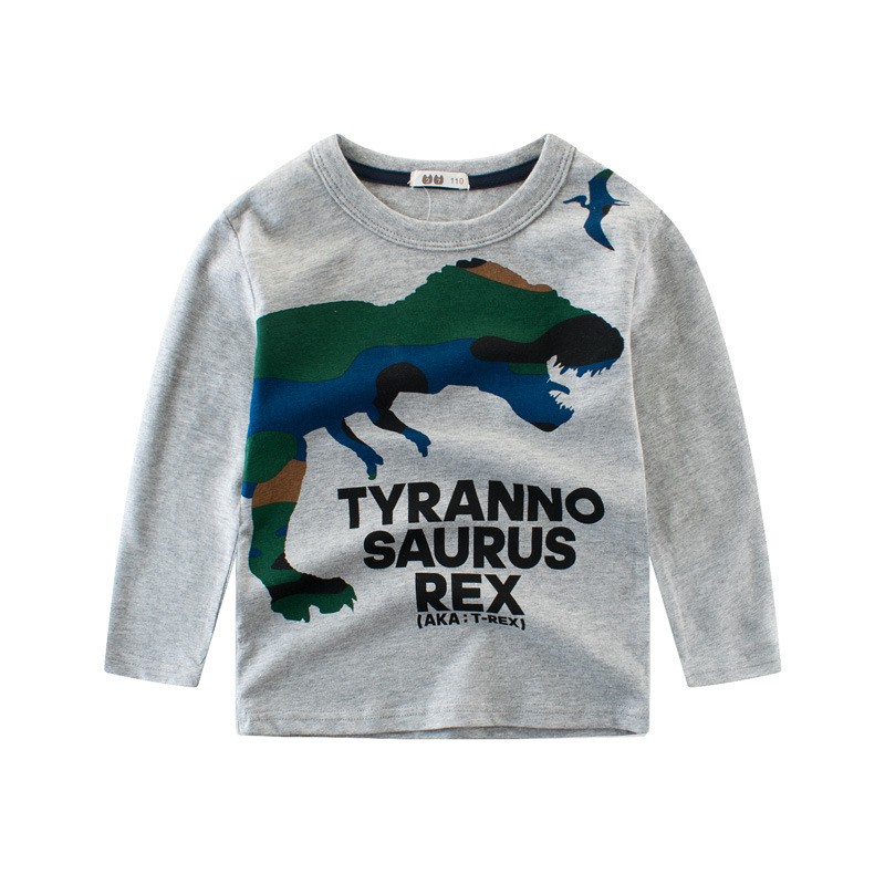 Kids Boys Dinosuar Printed T-Shirt Long Sleeve Cotton Children Tops Autumn