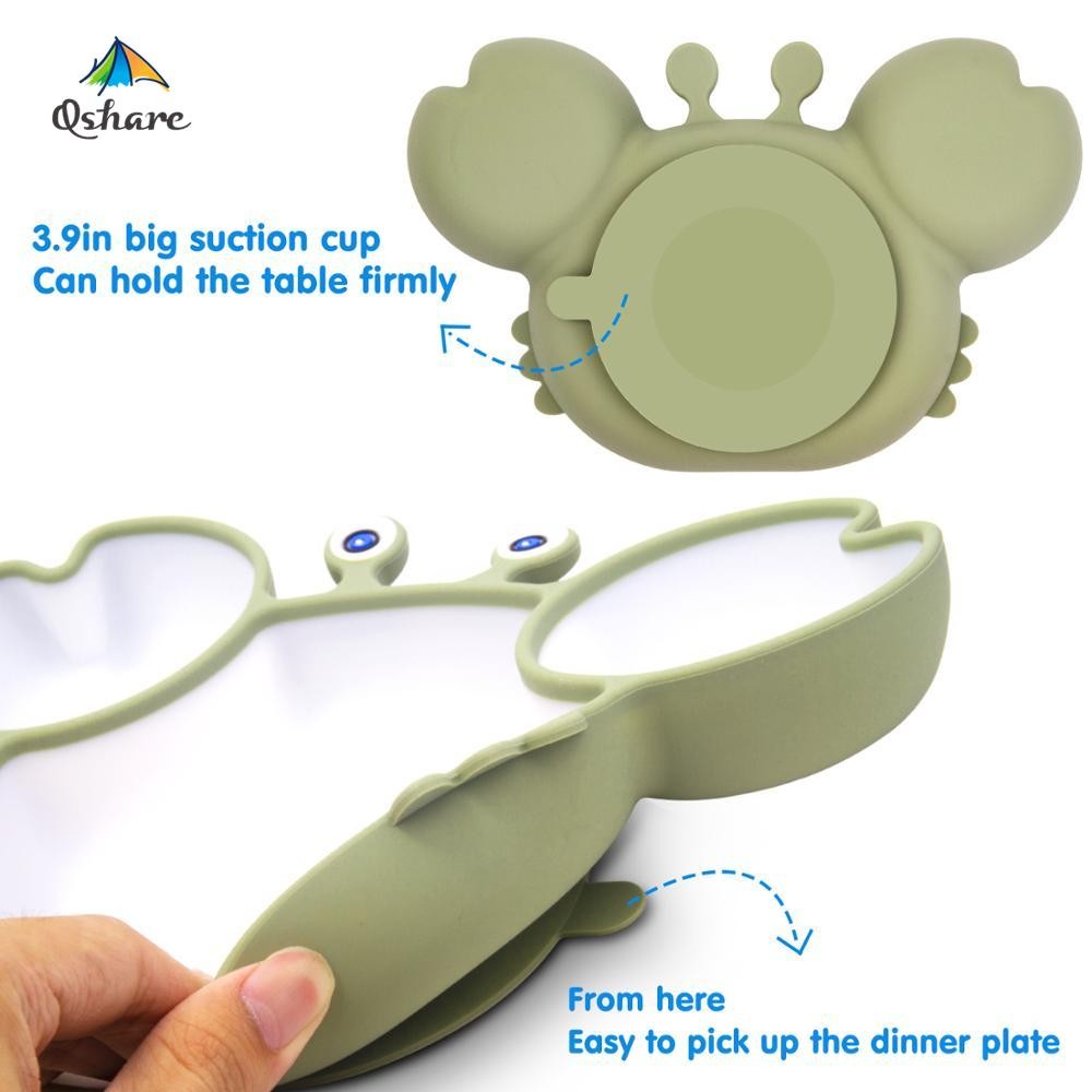 Qshare Silicone Baby Dishes For Kids Tableware Plate Non-Slip Baby Feeding Bowl BPA Free