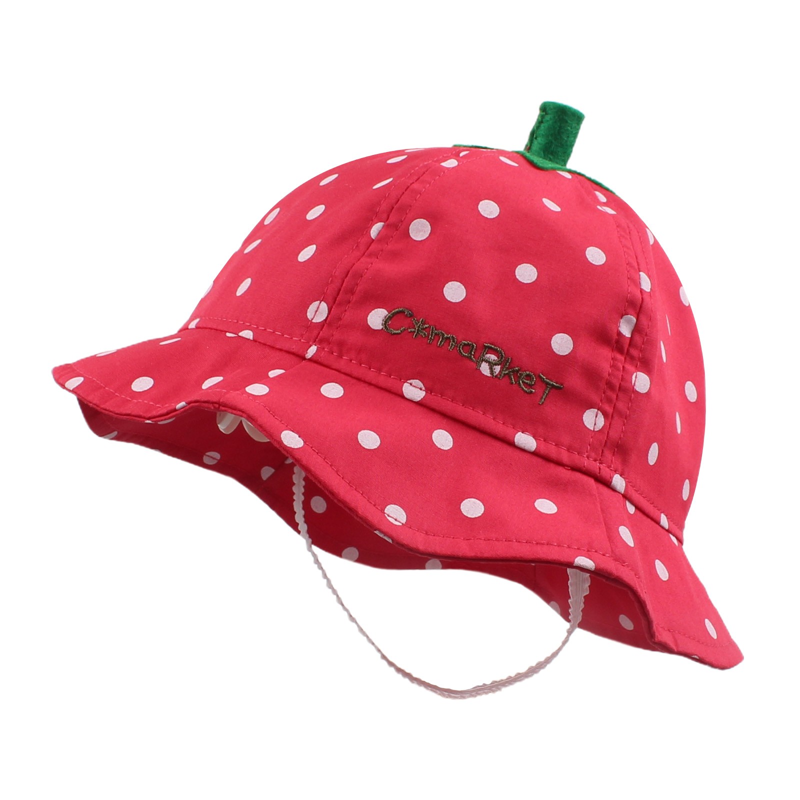 Kids Red Strawberry Dot Hat Baby Spring Summer New Cotton Bucket Cover Lovely Outdoor Sun Hat