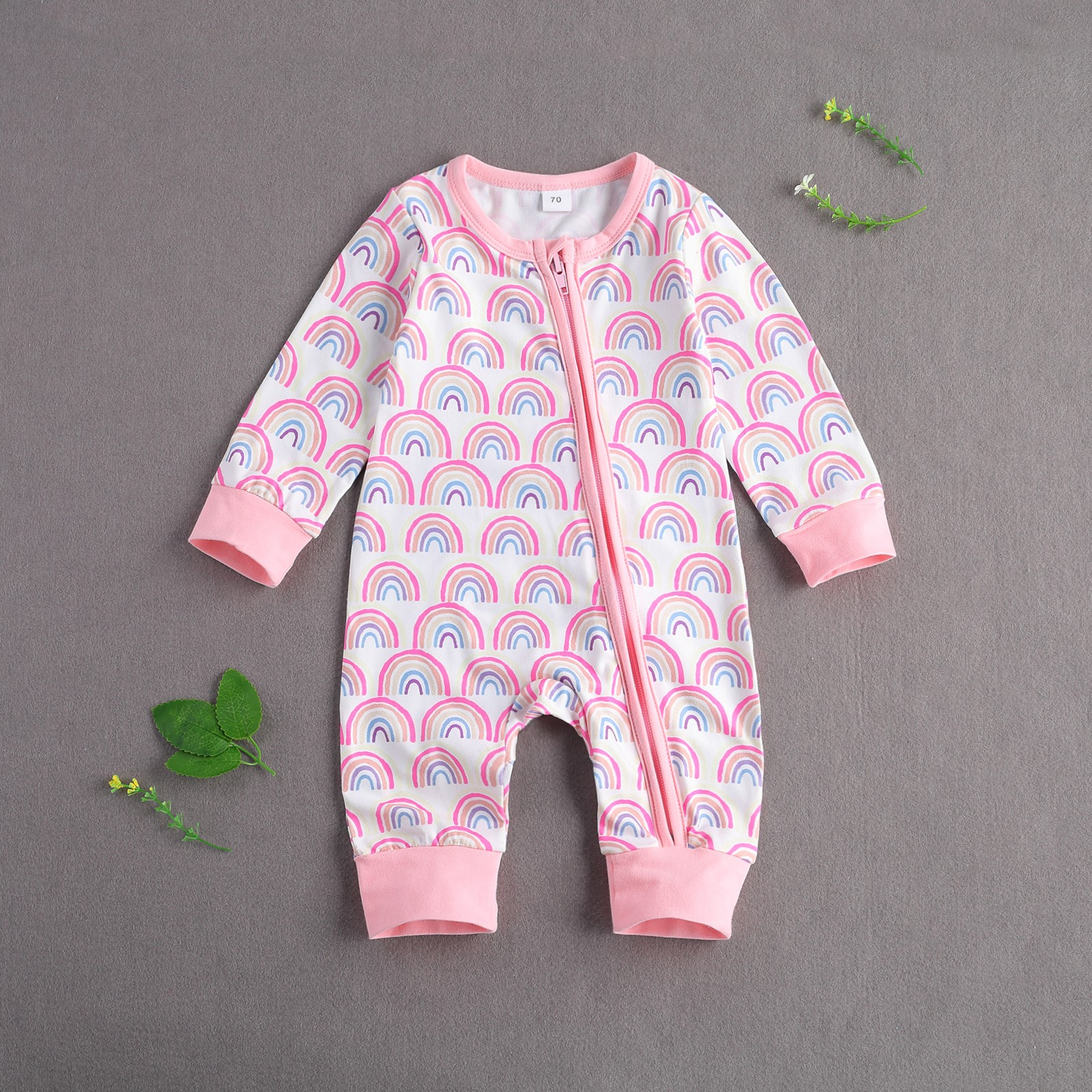 Ma & Baby Autumn Winter Long Sleeve Baby Romper 0-12 Months Rainbow Jumpsuit For Girls Boys Soft Cute Baby Clothes