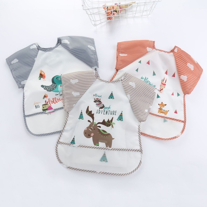 Baby Bibs Feeding Waterproof Bandana Cute Short Sleeve Bibs for Baby Girl Bib Saliva Boy Burp Cloths Feeding Accessories