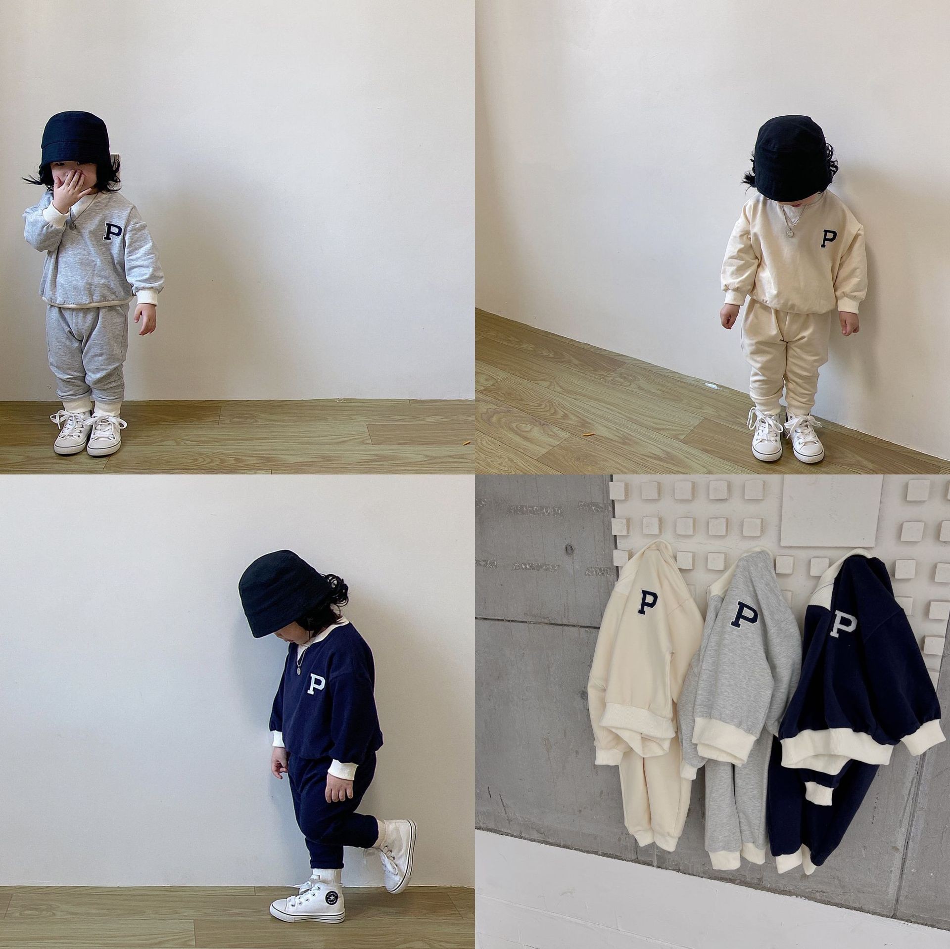 Cute Letter Embroidery Long Sleeve Children Casual Sweatshirt Harem Pants 2pcs Baby Boy Clothes Set Fashion Girls Clothing Suit