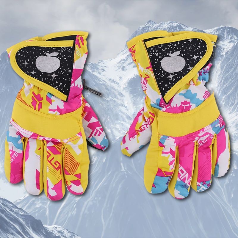 Snowboarding Gloves Winter Waterproof Warm Gloves Kids Full Finger Gloves Strap For Sports Skiing Cycling