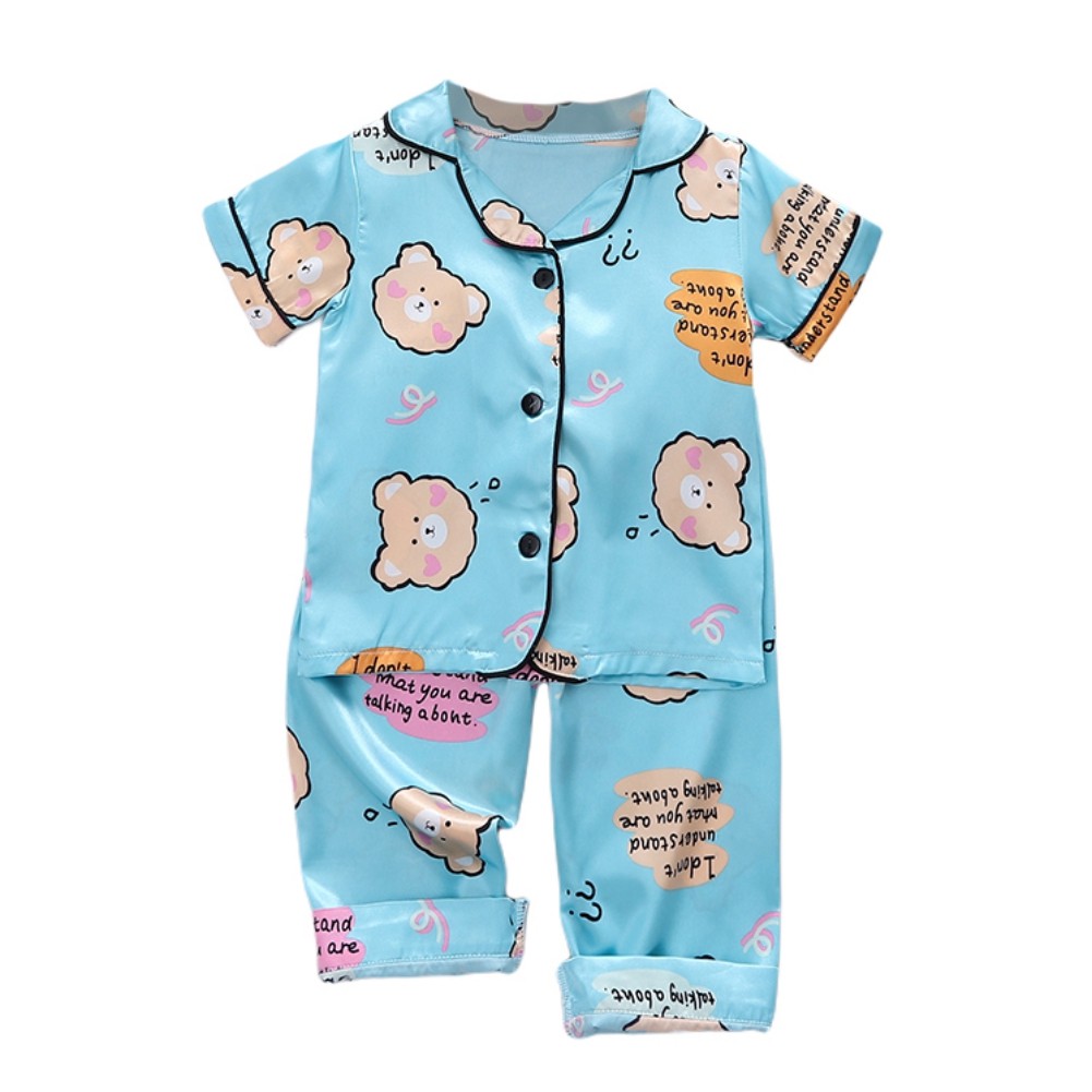 Summer 2pcs/set Kids Boys Short Sleeve Tops+Pants Sleepwear Cartoon Pajamas Home Children Girls Set 2-7 Years Kids