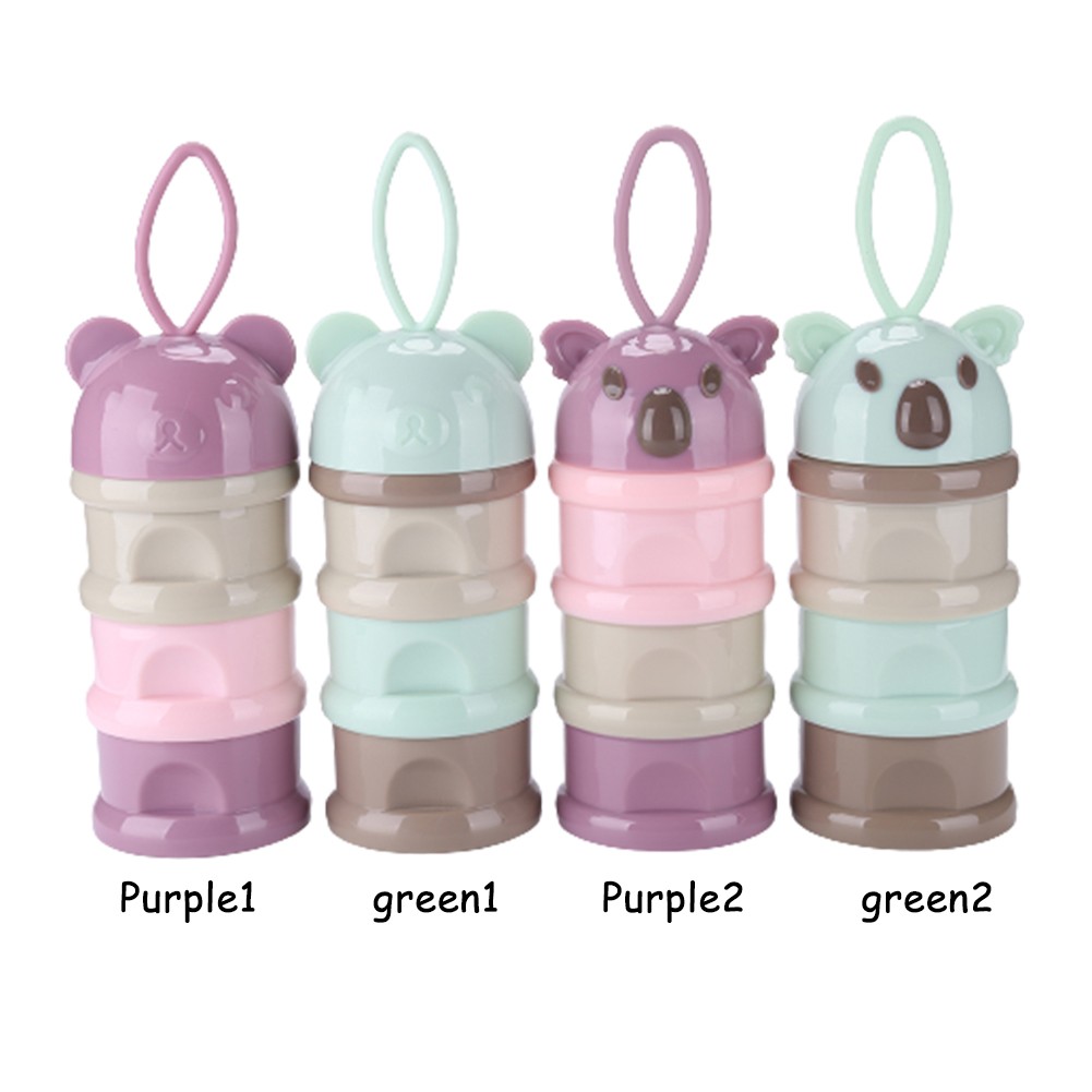 Bear Pattern Portable Baby Food Storag Slot Box Multigrain Cartoon Infant Milk Powder Tray Food Snack Container