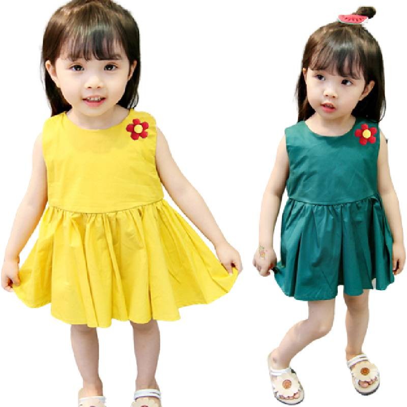 2022 Summer Kids Sleeveless Dresses for Little Girls Dress for Wedding Party Baby Girl Casual Clothes Children Princess Vestidos