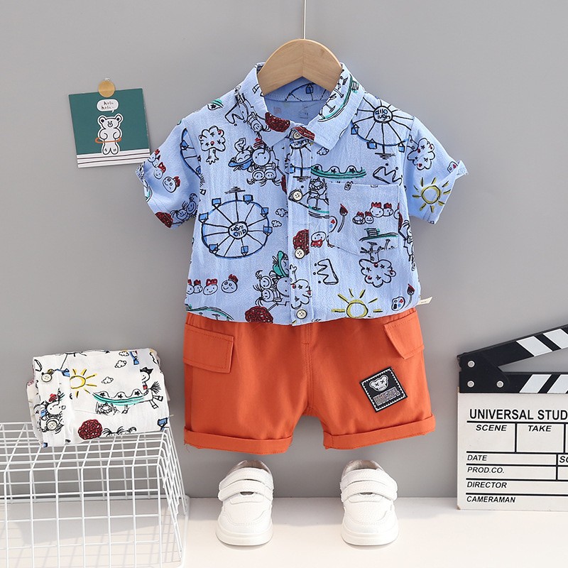 New Summer Baby Clothes Suits Children Boys Girls Cute Shirt Shorts 2pcs/set Toddler Casual Cotton Costume Infant Kids Sportswear