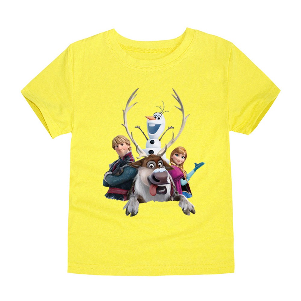 Disney Cartoon T-shirt for Boys Teens Children Summer Tops Girls Frozen Tees Anna and Elsa Cosplay T-shirt Olaf T-shirt