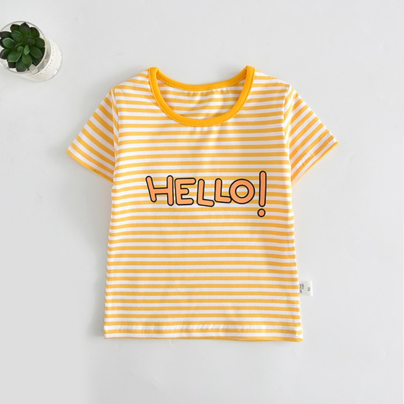 Boys and girls' short-sleeved striped cotton T-shirt, 2-7T clothes, summer 2021