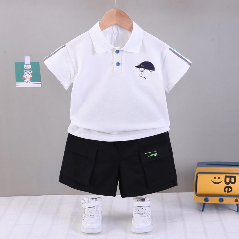 New Hot Suit Summer Children Boys Girls Clothes Kids Cotton Letter Short Sleeve T-shirt 2pcs/sets Toddler Clothes 0-5 Years