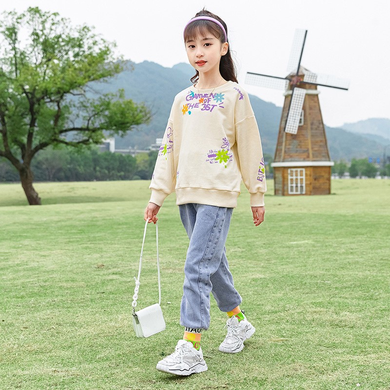 WKPK New Spring Autumn Girls Clothes 4-18 Kids T-shirt + Pants Set Teenager Clothes Comfortable Kids Outdoor Clothes