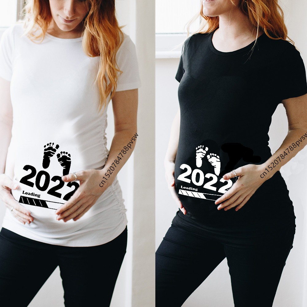 Pregnant Women T-Shirt Lady Letter Printed Maternity Short Sleeve Pregnancy Announcement Shirt 2022 Summer Mom Top Tees Clothes