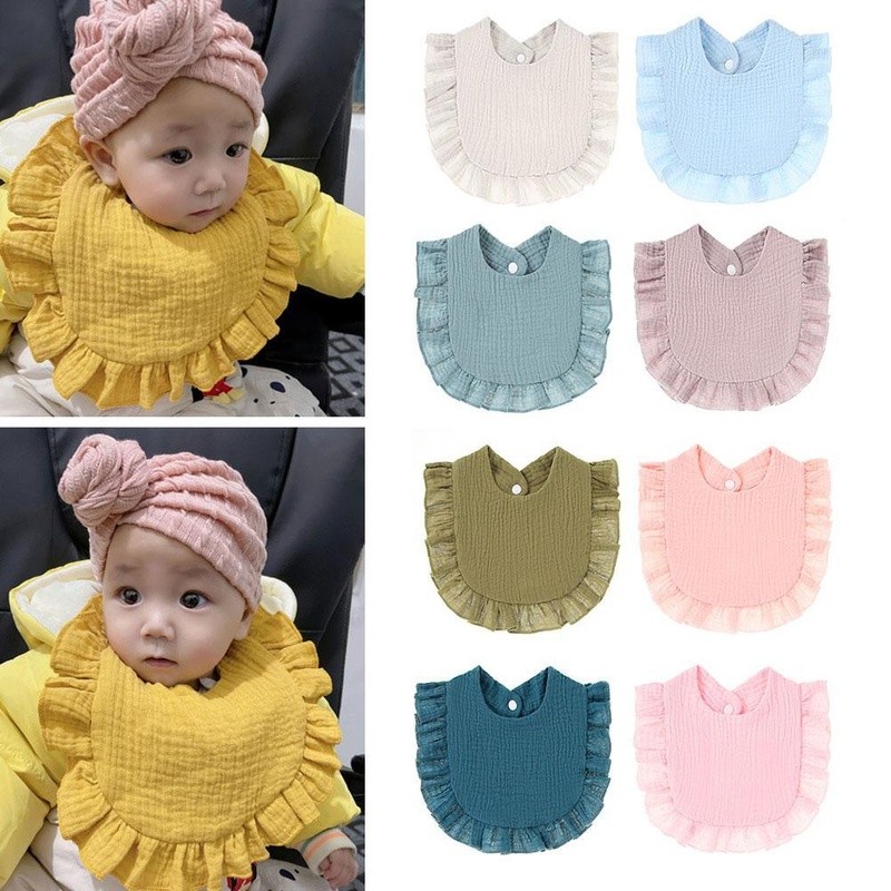 Boy Girls Lace Bibs Soft Cotton Adjustable Lace-up Baby Bib Burp Cloths For Babies Baby Feeding Saliva Towel