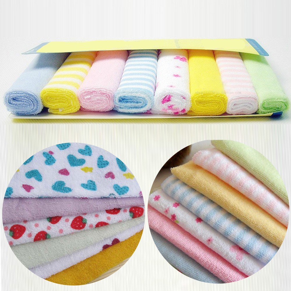 8pcs Multifunctional Cotton Blend Baby Durable Lightweight Portable Square Soft Home Thin Bath Towel