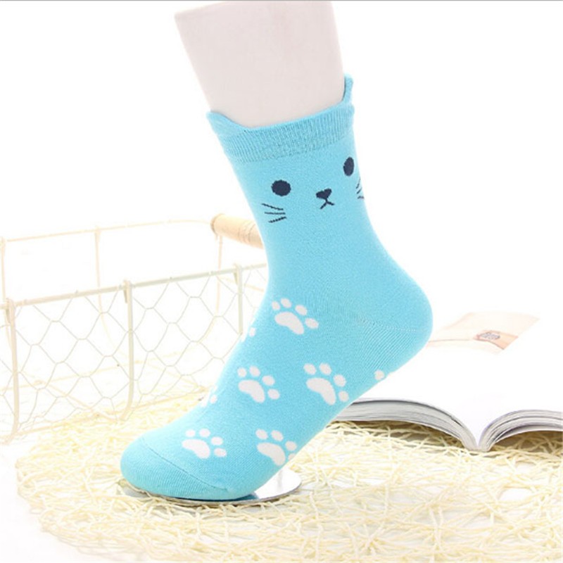 Cartoon cute cat kids socks candy color socks boys girl cotton sock wholesale children accessories newborn