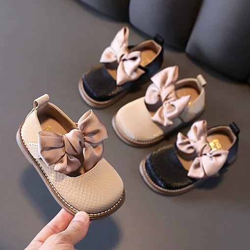 Spring Autumn Children Baby Bowknot Princess Leather Shoes For Kids Girls 2022 New