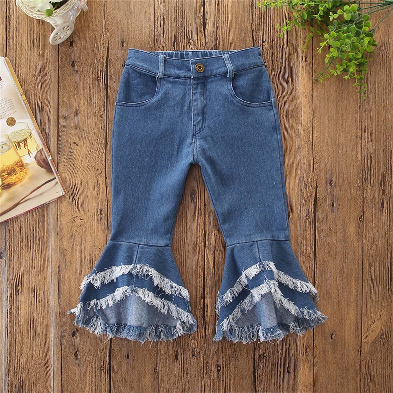 Spring All-match Girls Jeans Trumpet Elastic Waist Flared Pants Children Trousers Bell bottom Jeans For Girls Clothing 2-7 Years