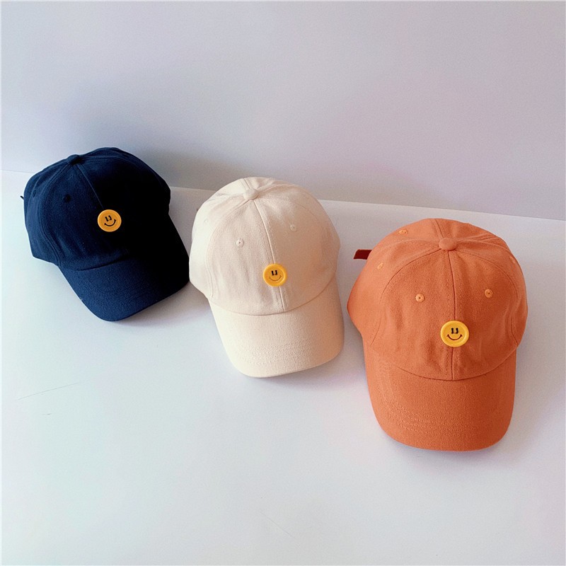 MILANCEL 2022 spring new kids hat smiley button children baseball caps boys and girls caps