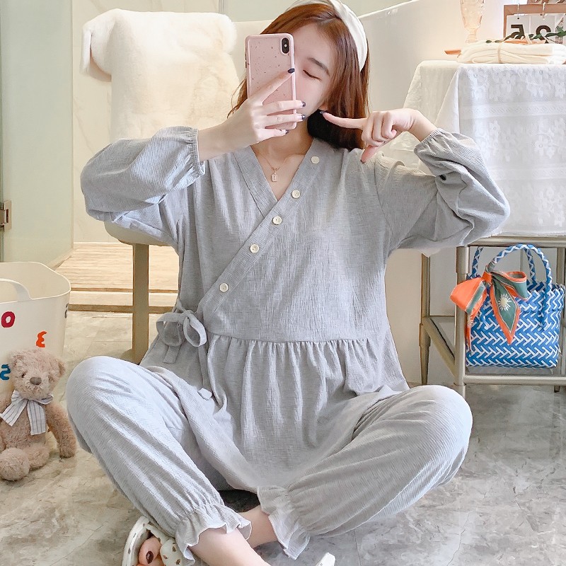 65% Cotton Women Pregnancy Home Sleep Lounge Maternity Nursing Sleep Sets Spring Autumn Pajamas Suits Clothes for Pregnant Women