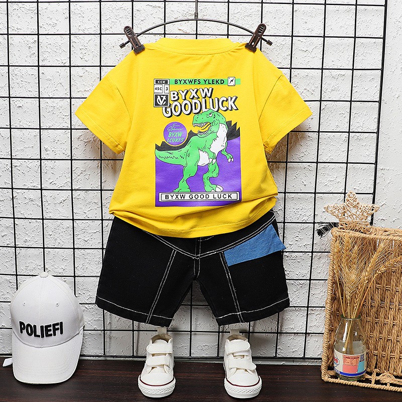 New summer baby clothes suit children boys girls dinosaur cotton T-shirt shorts 2pcs/sets baby casual outfit kids tracksuits