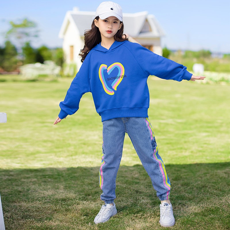 WKPK Girls Clothes Spring Autumn Kids Fashion Tracksuit 4-18 Years Two Pieces Sets T-shirt Pants Comfortable Teenagers Tracksuit