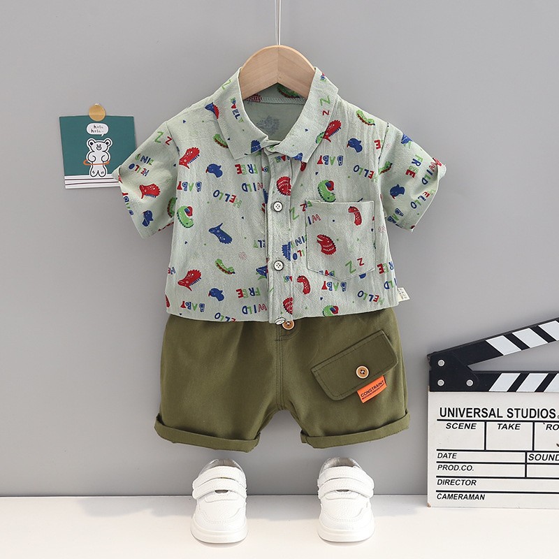 New Summer Baby Clothes Suit Children Boys Fashion Printed Shirt Shorts 2Pcs/Sets Toddler Casual Cotton Costume Kids Sportswear