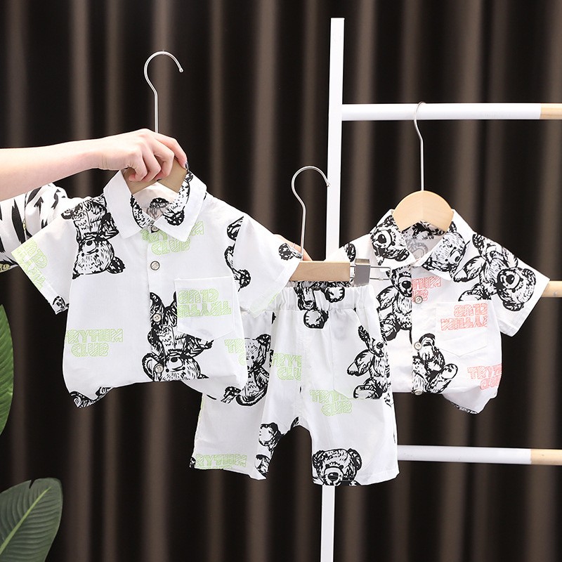 New Summer Baby Clothes Suit Children Boys Girls Fashion Shirt Shorts 2 Pieces/Set Toddler Cartoon Casual Uniforms Kids Tracksuits