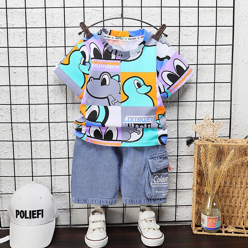 New Boys Clothes Summer Newborn Baby Girl Clothes Children Cartoon Sport T-shirt + Shorts 2pcs/set Infant Costume Kids Tracksuit