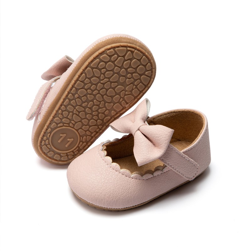 Baby Casual Shoes Baby Boy Bowknot Non-slip Rubber Soft Sole Flat PU First Walker Newborn Baby Girl Accessories