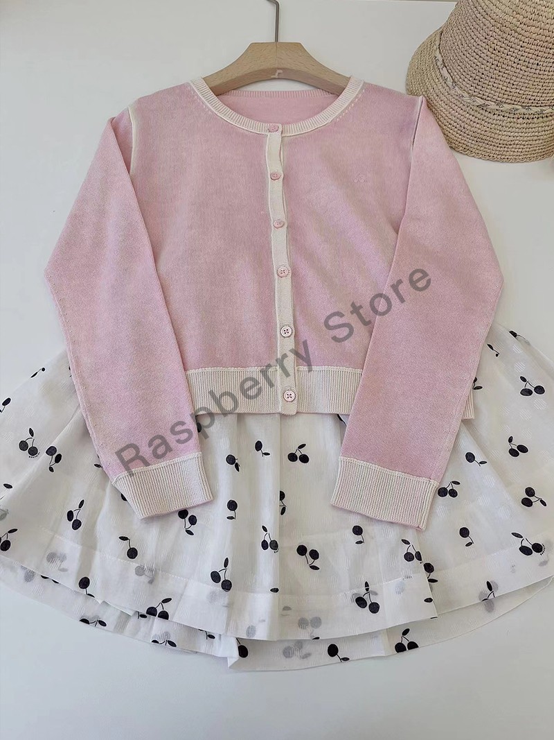 Pre-sale April 10th Girls Cardigan Pink Cherry BP Style For Spring Fall