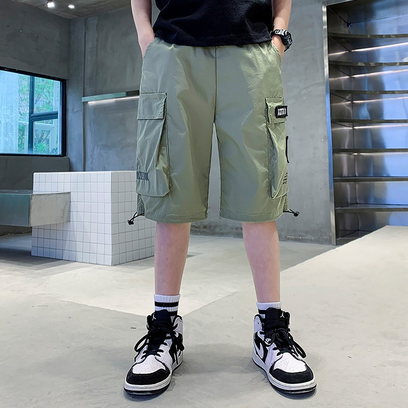 Summer Cargo Pants Boys 2022 New Fashion Loose Multi-pocket Knee-Length Casual Brand Pants Teenagers Boys Clothes for Teenagers 4-16