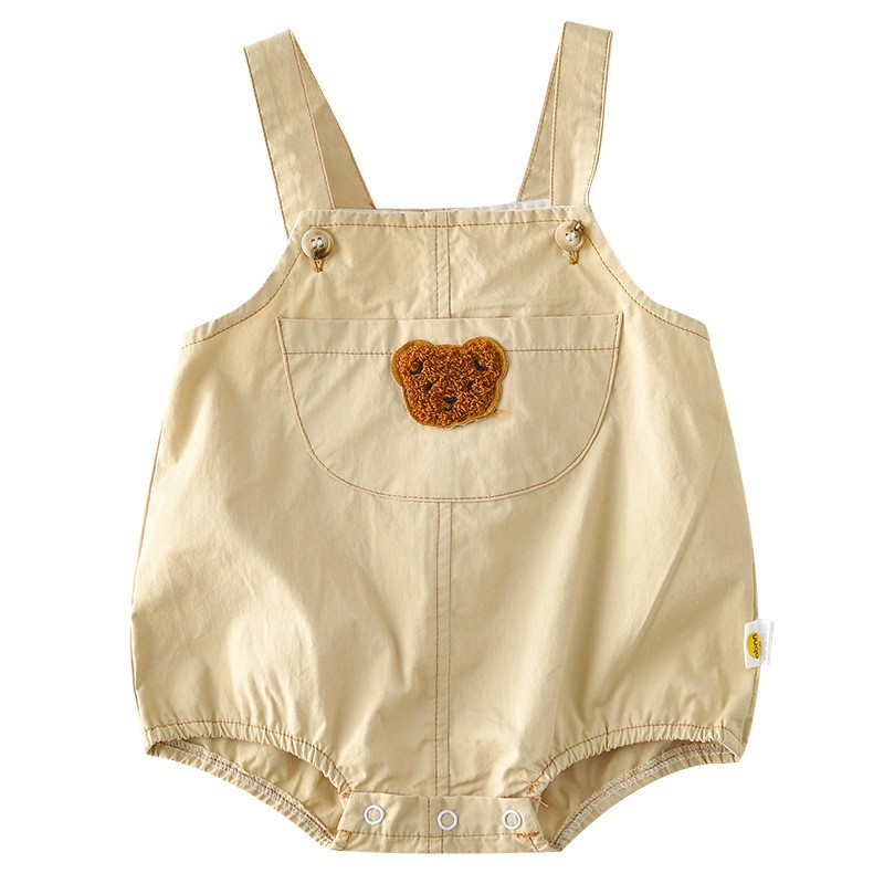 2022 summer baby bodysuits infant girls sleeveless one-piece baby towel bear embroidery newborn overalls boys cotton clothes