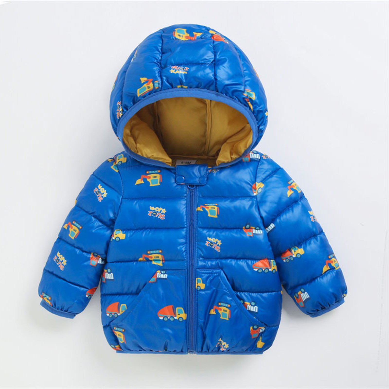 Cartoon Dinosaur Flower Print Hooded Cotton Down Jacket Baby Winter Cartoon Windproof Coat Hooded Warm Outerwear Jacket Freeship