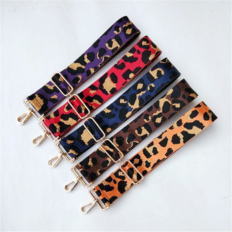 New Thicken Color Women Bag Accessories Leopard Print Adjustable Shoulder Strap DIY Crossbody Bag Webbing Strap Handle 5cm Wide