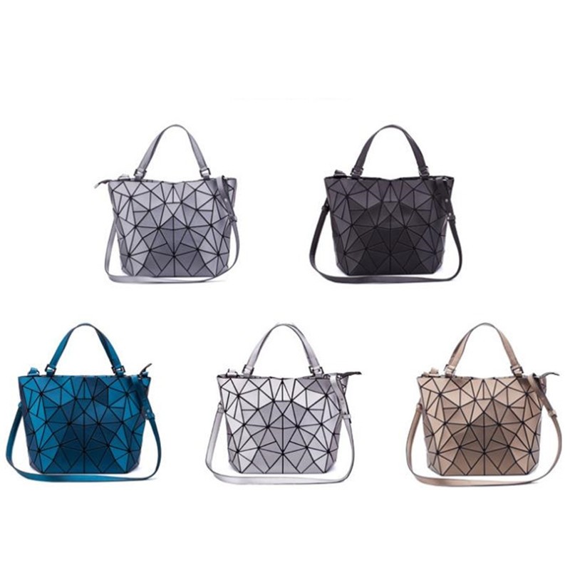 Women's Top Handle Handbag Hologram Matte Frosted High Quality Geometric Bucket Bag Feminine