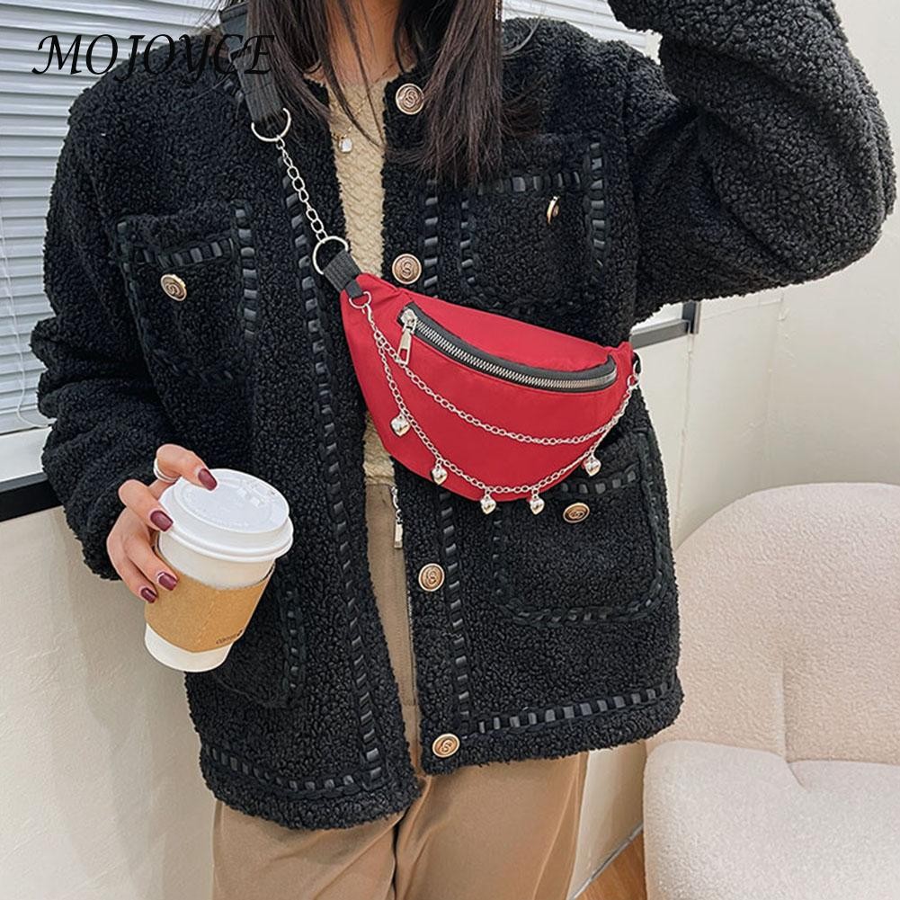 Waist Bags Women Solid Color Chain Fanny Pack Belt Bag Female Chest Phone Pouch Women Leisure Reusable Nylon Passenger Bag