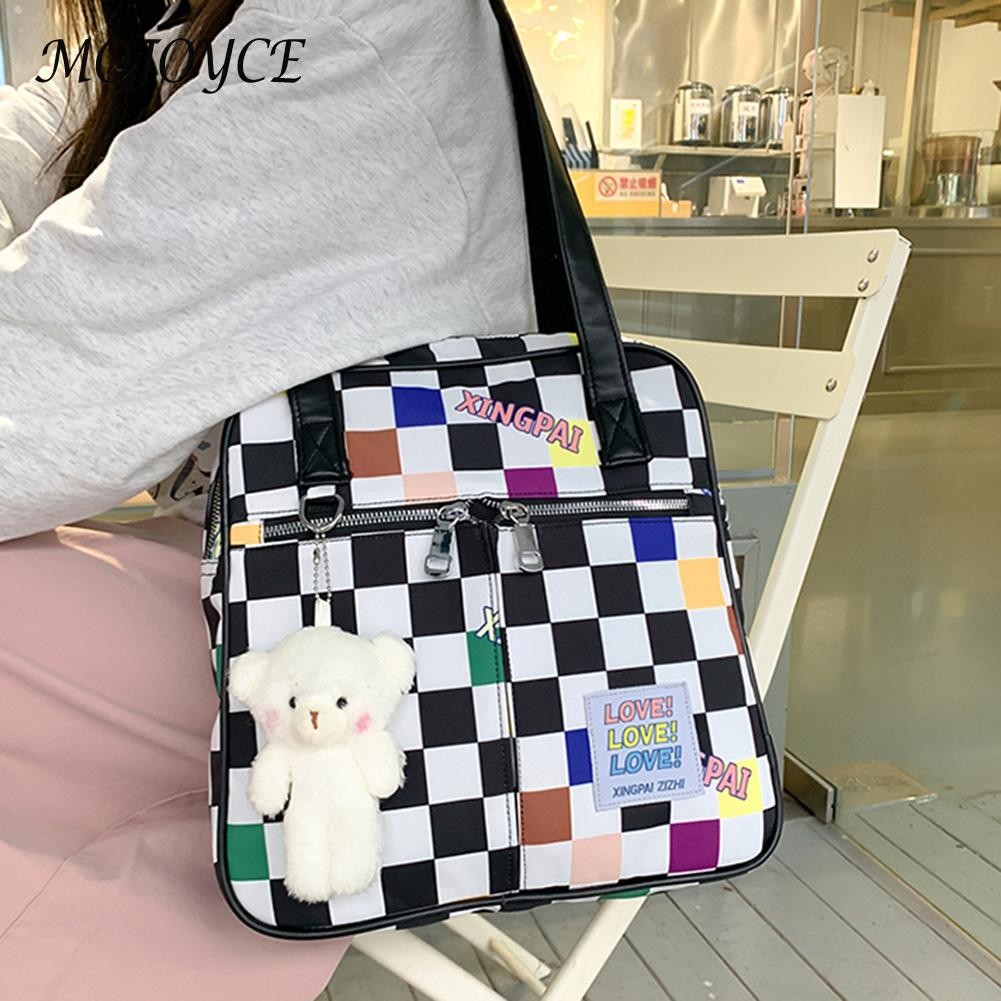 Preppy style women shoulder bag fashion mesh handbag female nylon shopping messenger bag retro casual handbag for travel