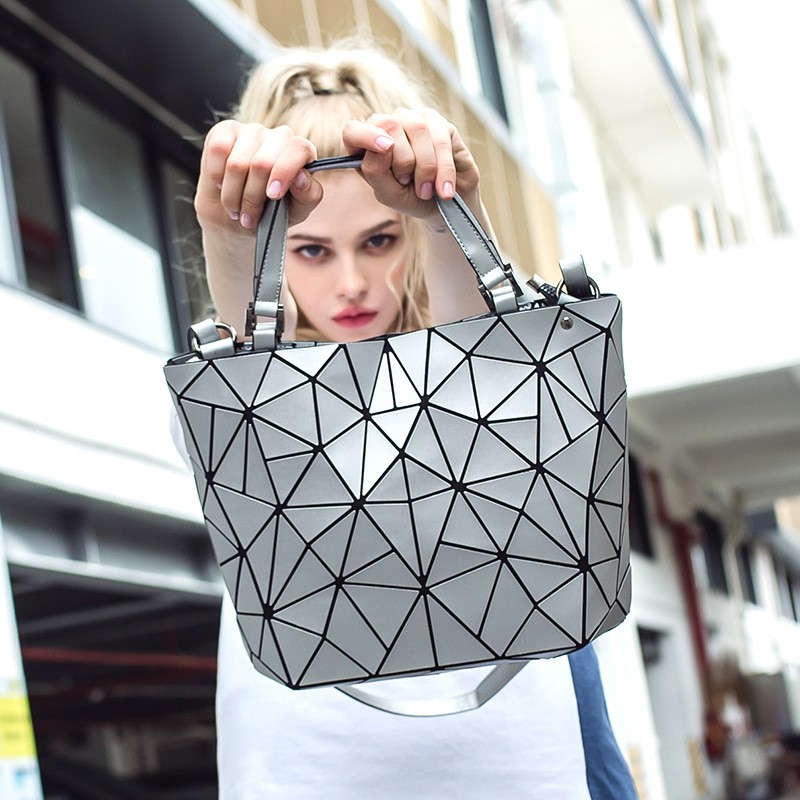 Women's Handbag Geometric Quilted Diamond Tote Bag Shoulder Bag Laser Plain Foldable 2020